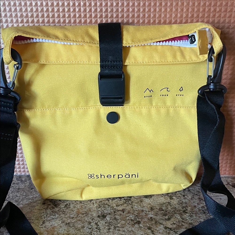 Sherpani Yellow Messenger Crossbody with Black Strap and Buckle